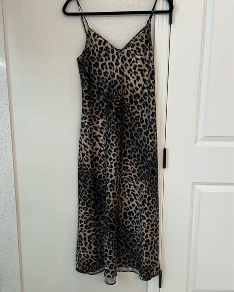 All Saints Leopard Print Midi Dress - Image 2