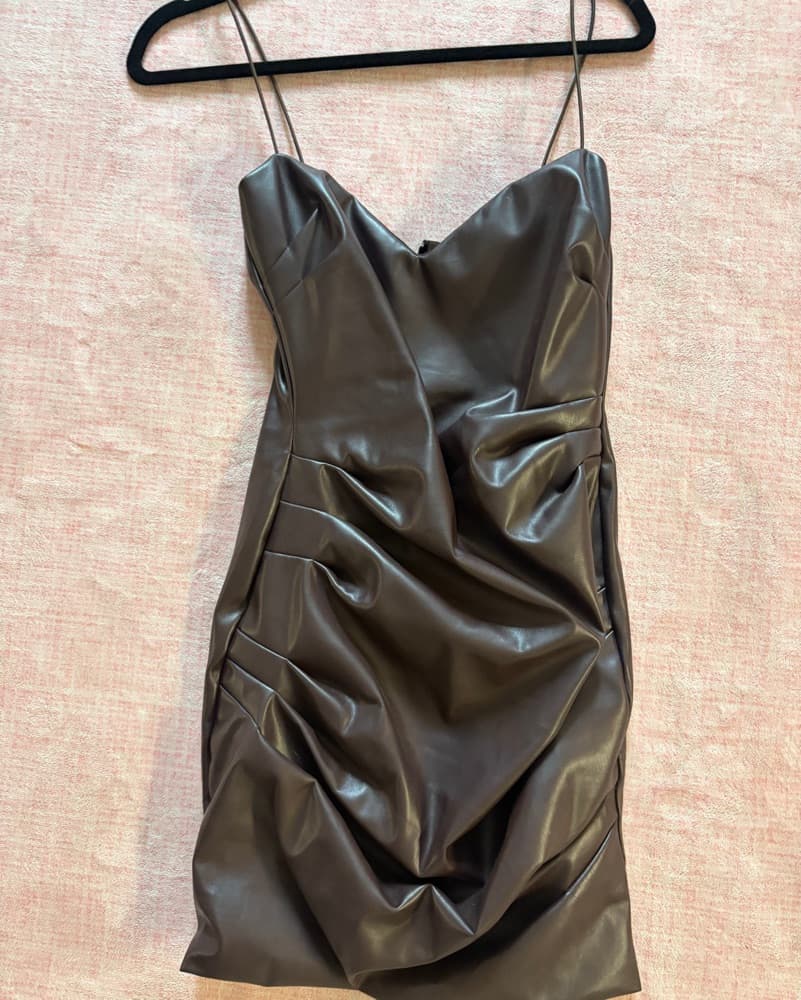 Nookie Rhea Faux Leather Dress Chocolate - Image 3