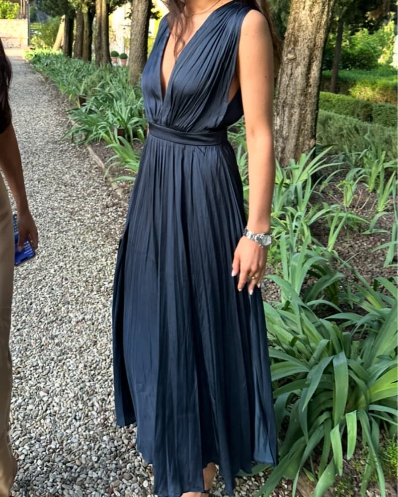 Maje Blue Pleated Dress - Image 3