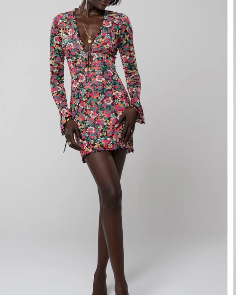 Vibrant Floral Printed Mini Dress - Image 2