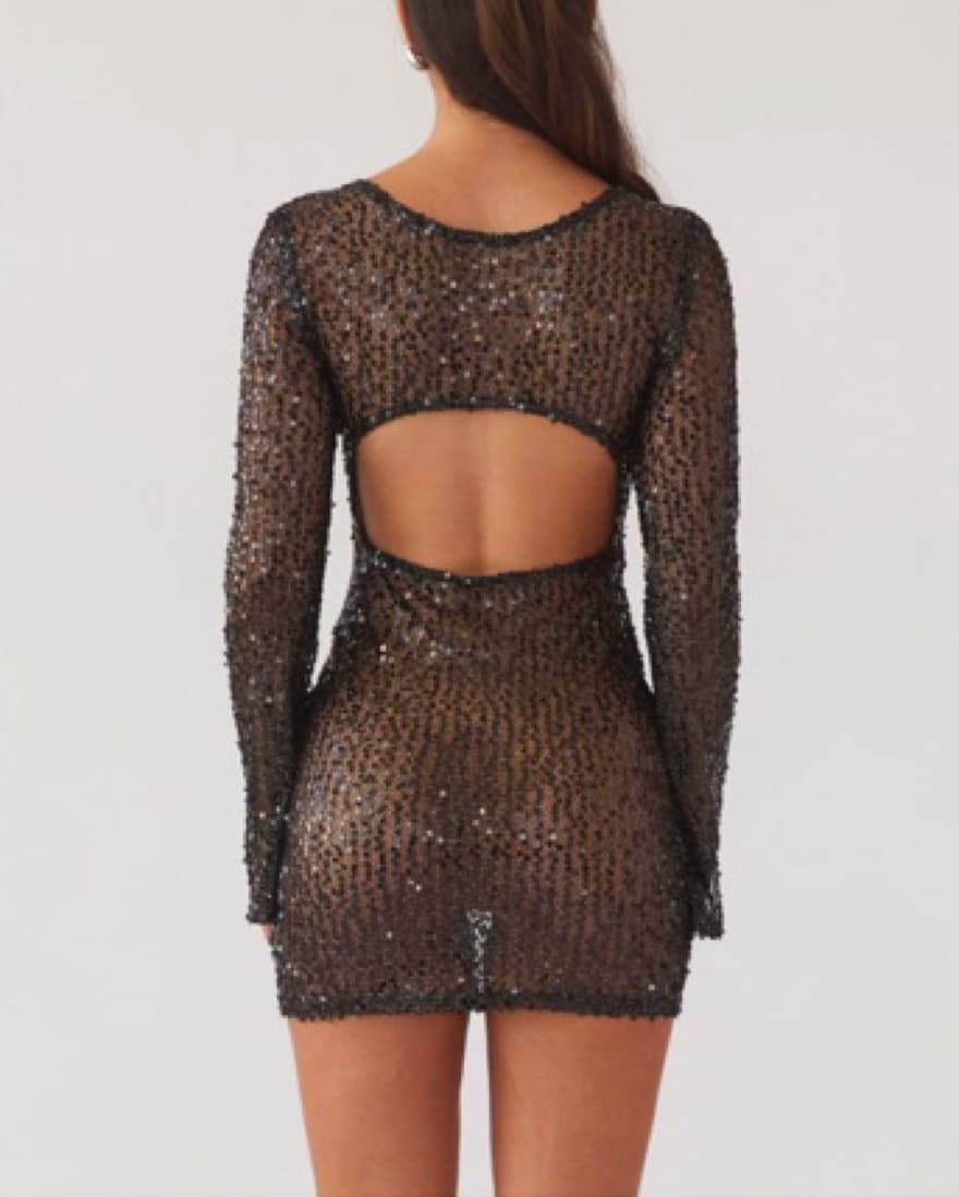 Sheer Sequin Mini Dress - Image 2