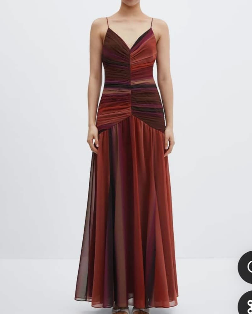 Ruched Multicolored Chiffon Gown - Image 3