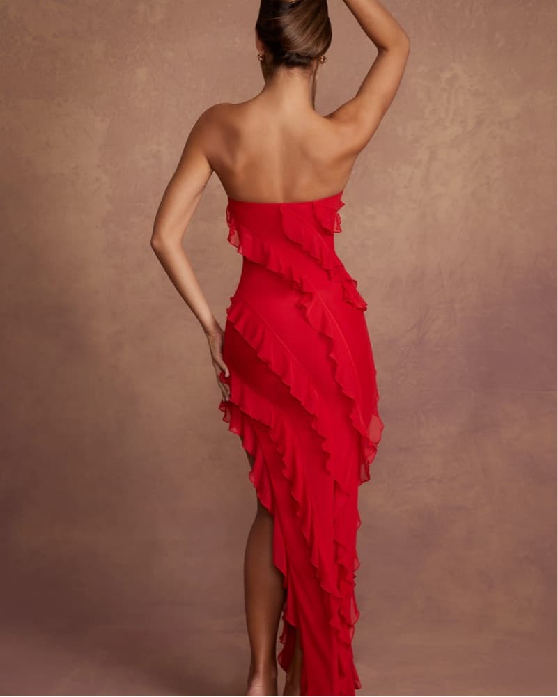 Oh Polly Red Ruffle Dress - Image 2