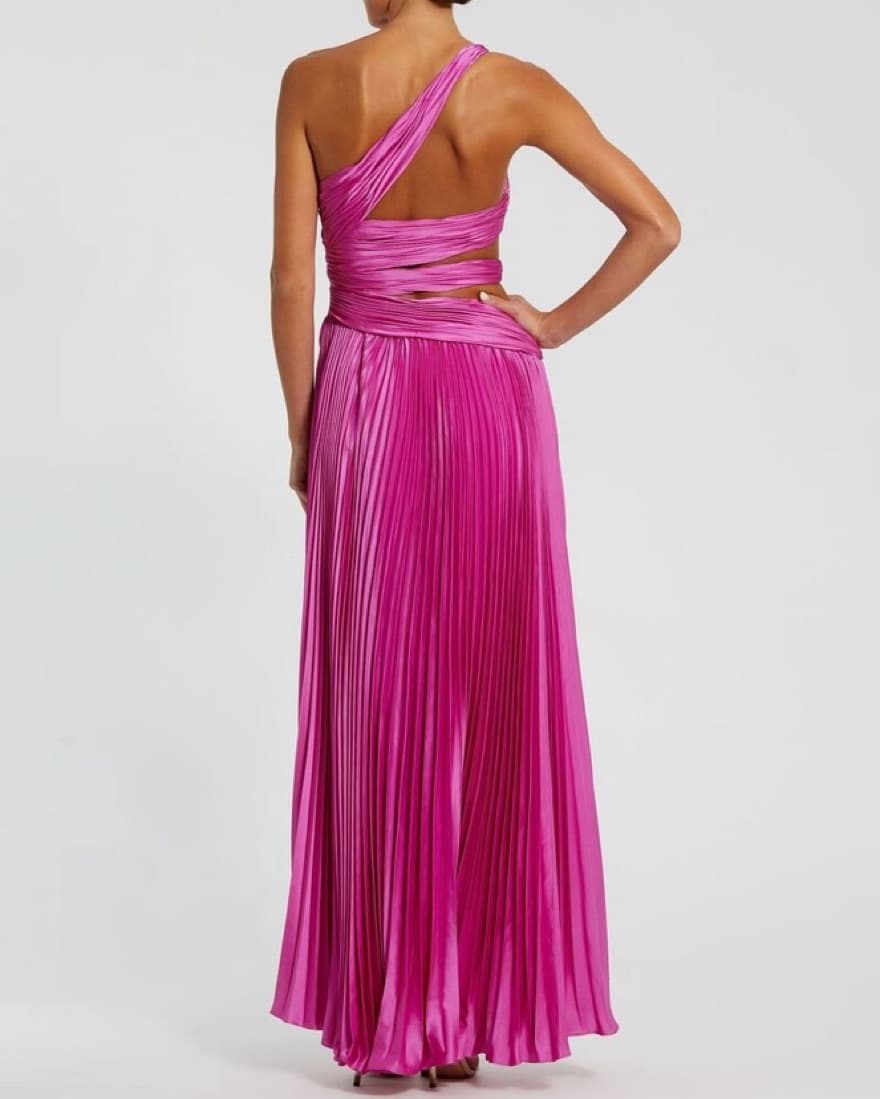 Vibrant One-Shoulder Pleated Maxi Dress - Image 3
