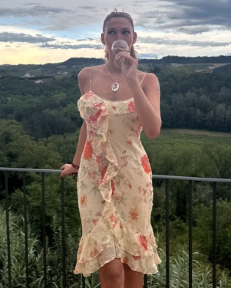 Vintage Floral Ruffle Midi Dress  - Image 1