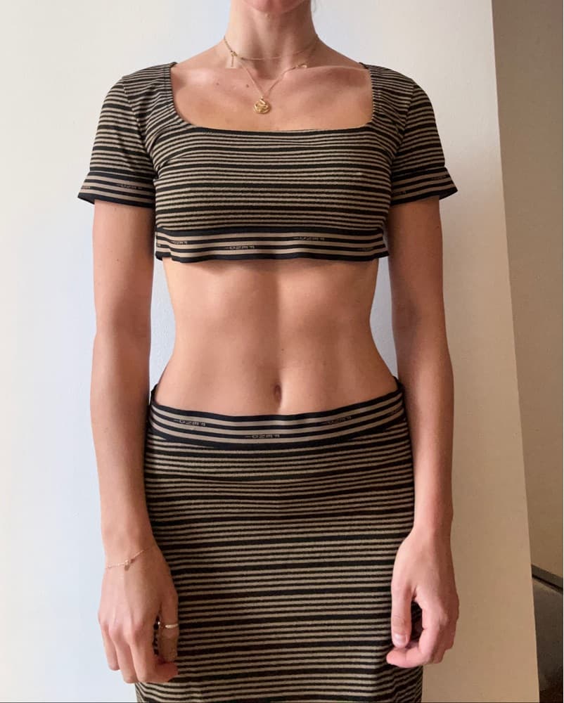 Fendi Crop Top And Skirt Striped Set - Image 3