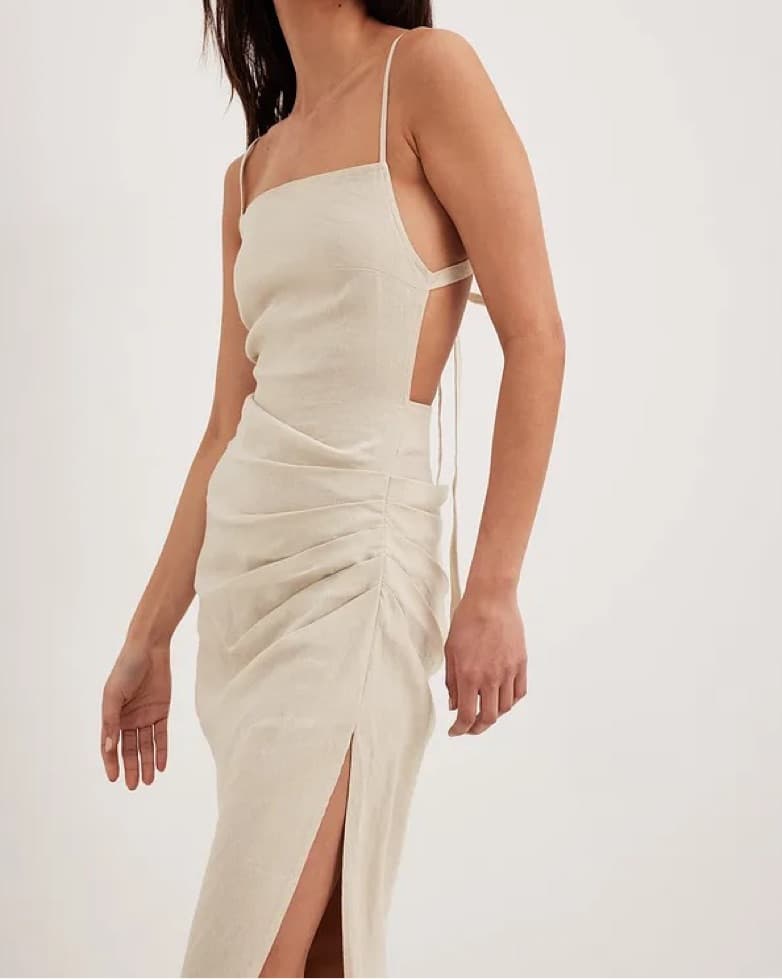 NAKD Linen Draped Midi Dress - Image 3