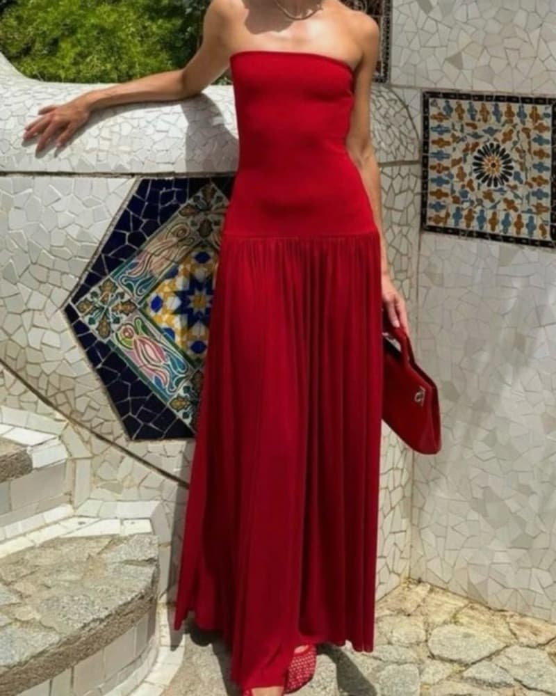Red Drop Waist Dress - Image 5