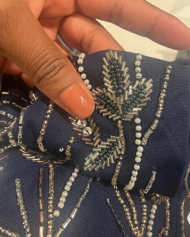 Captivating Embellished Navy Maxi Dress - Image 4