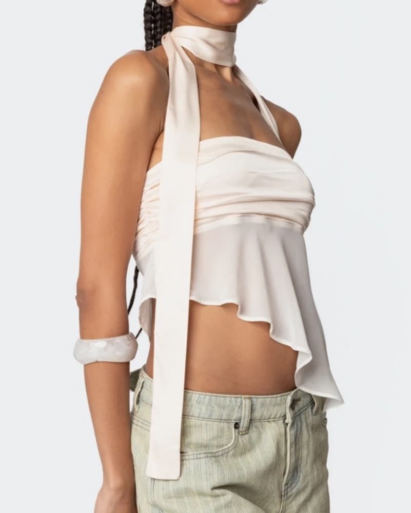 Asymmetric Two Piece Scarf Top - Image 3