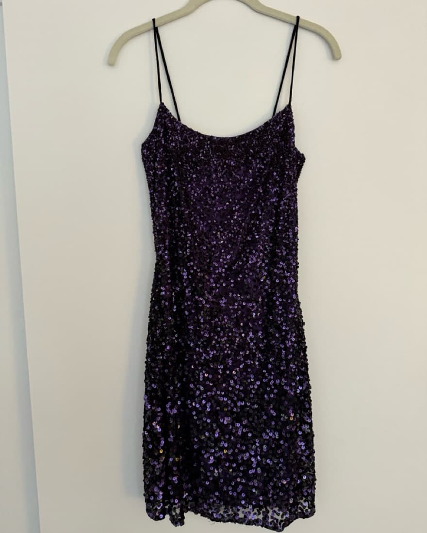 Purple Sequin Mini Dress - Image 3