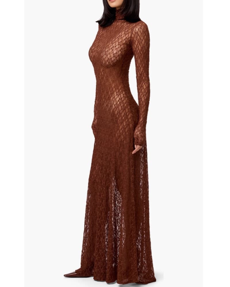 Naked Wardrobe Brown Lace Maxi Dress - Image 6