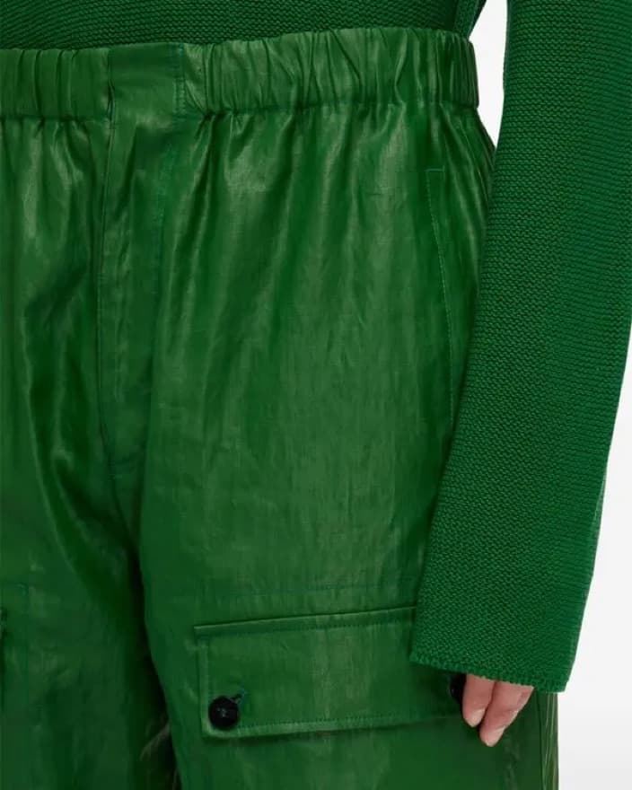 Ferragamo Wide Leg Green Cargo Trousers - Image 3