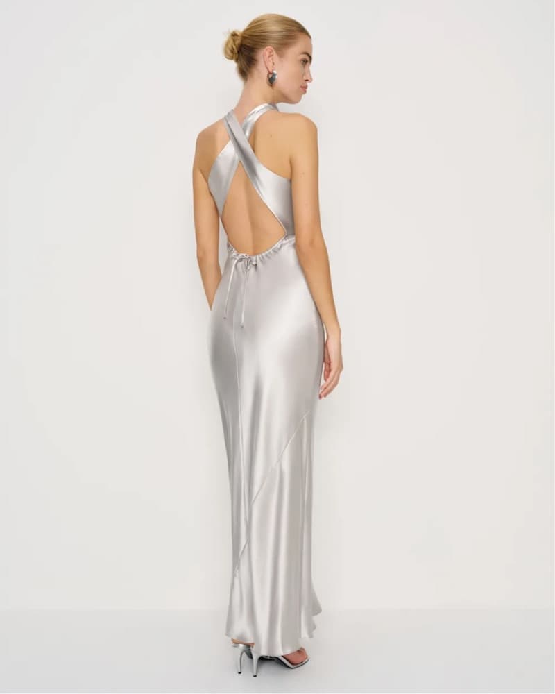 NWT Reformation Silver Anaiis Silk Dress - Image 1