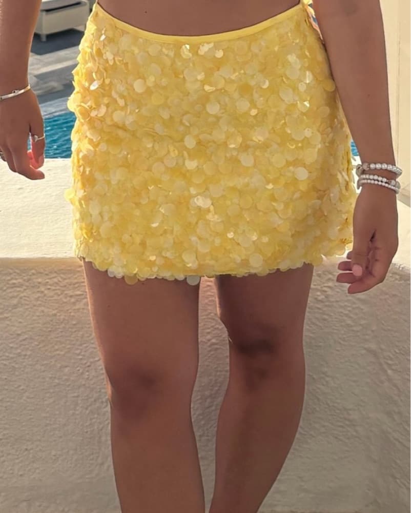 Zara Yellow Sequin Skirt - Image 2