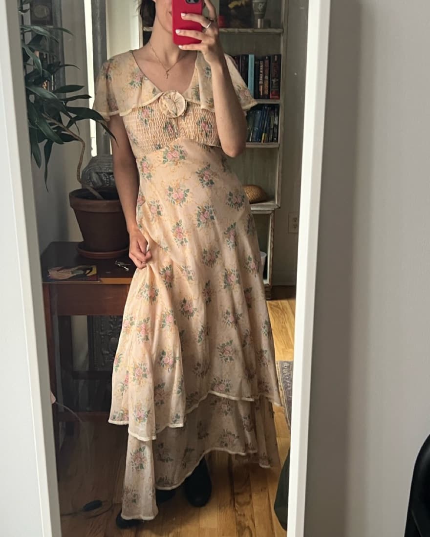 Vintage 90s Romantic Floral Dress - Image 1
