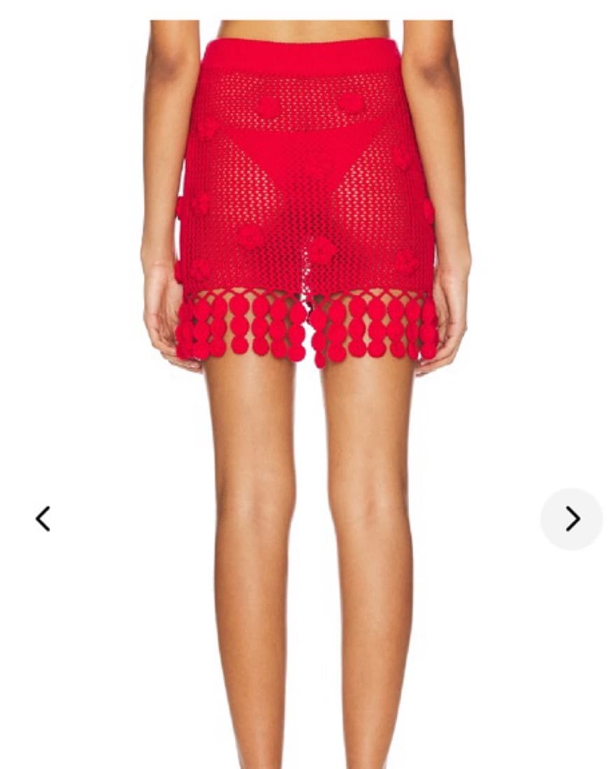 Lovers + Friends Red Crochet Mini Skirt  - Image 4