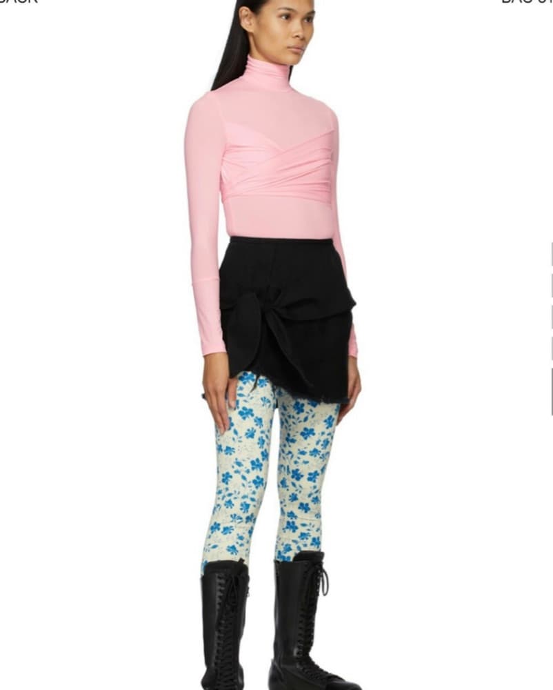 PUSHBUTTON Pink Wrap Turtleneck Top - Image 2