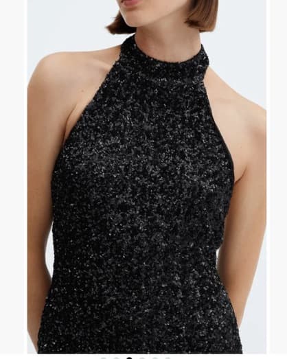 Mango Black Sequin Dress - Image 3