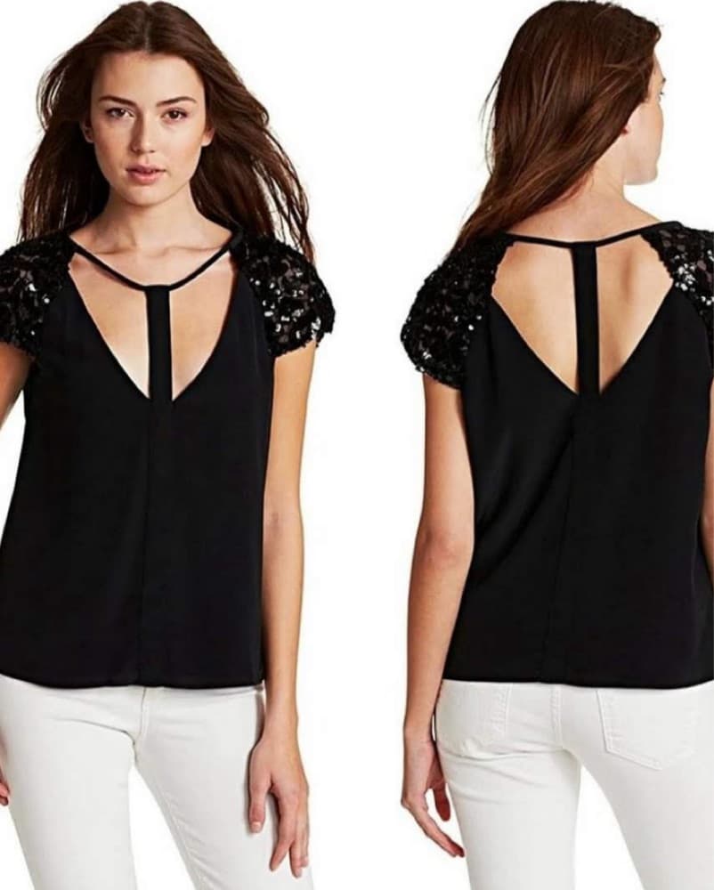 BCBGMAXAZRIA Sequin-Embellished Blouse - Image 2