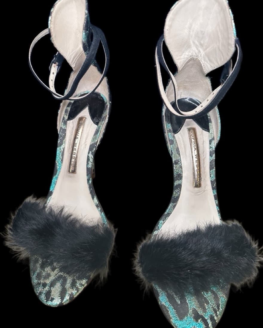 Fur Green And Black Shoes - Image 1