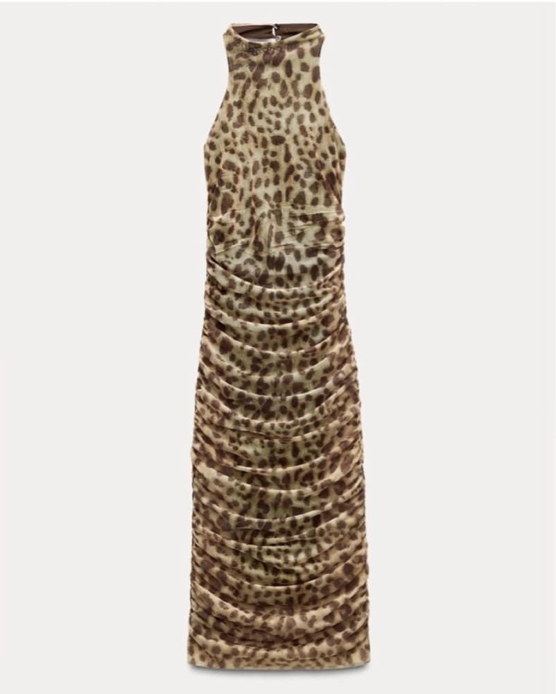 Zara Leopard Print High Neck Dress - Image 4