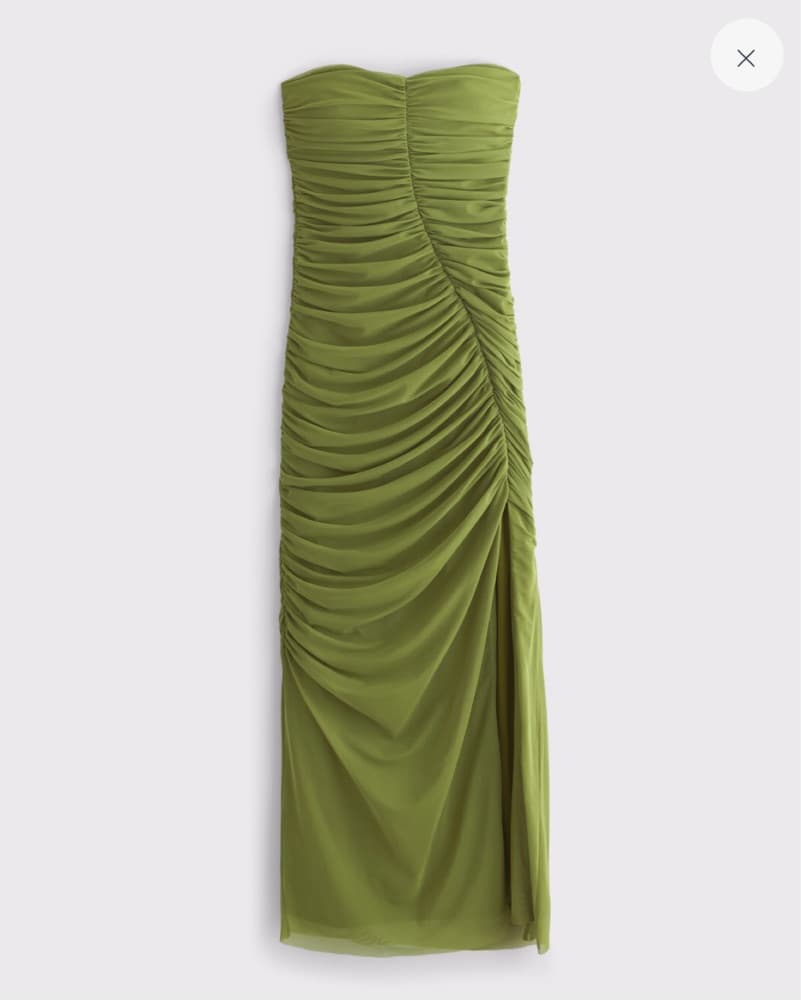 Strapless Ruched Mesh Maxi Dress - Image 2