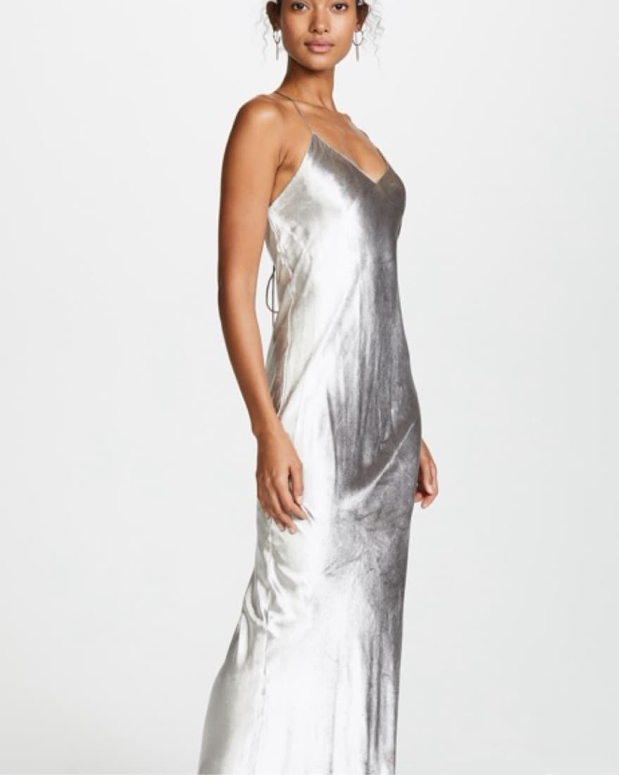 Bias Maxi Velvet Gown - Silver - Image 4