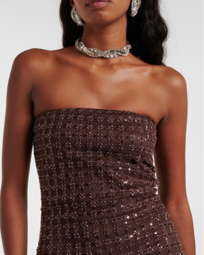 Rotate Beaded Strapless Maxi Dress - Image 4
