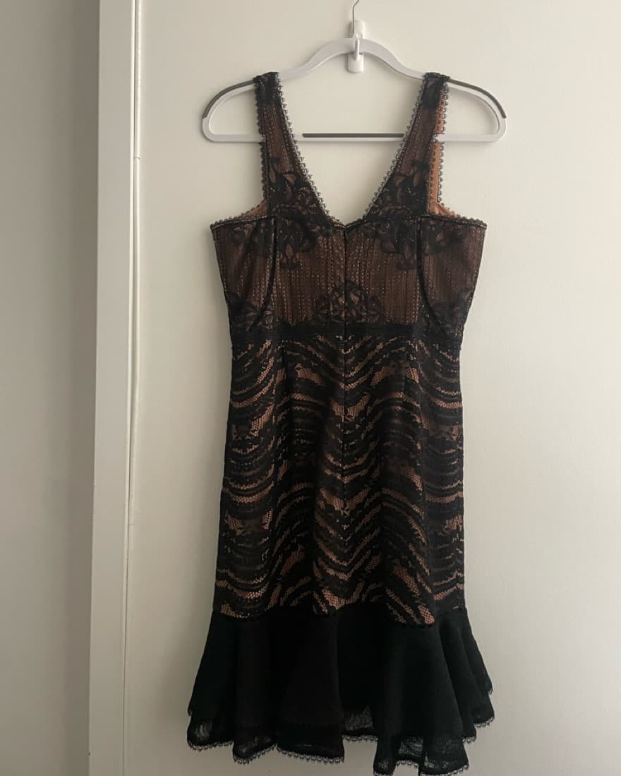 Black And Nude Lace Bustier Mini Dress - Image 3