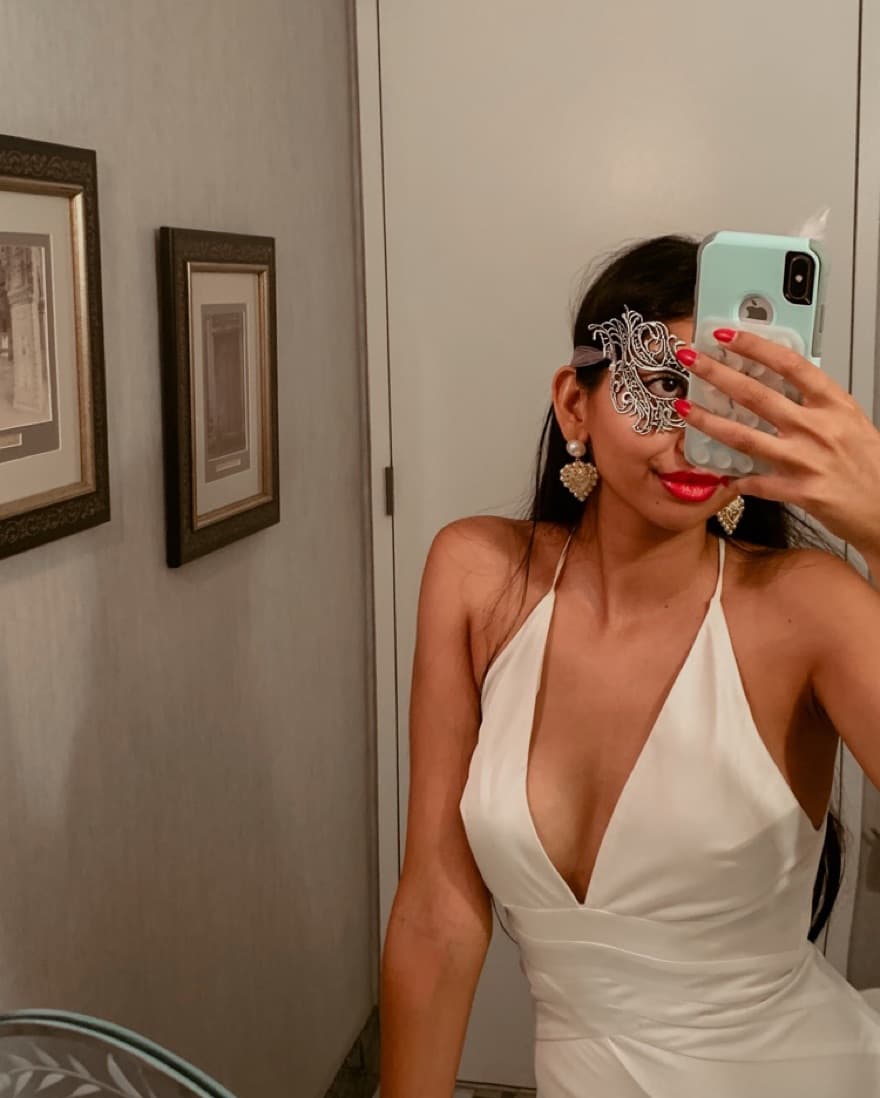 White Paneled Bodice Satin Gown - Image 4