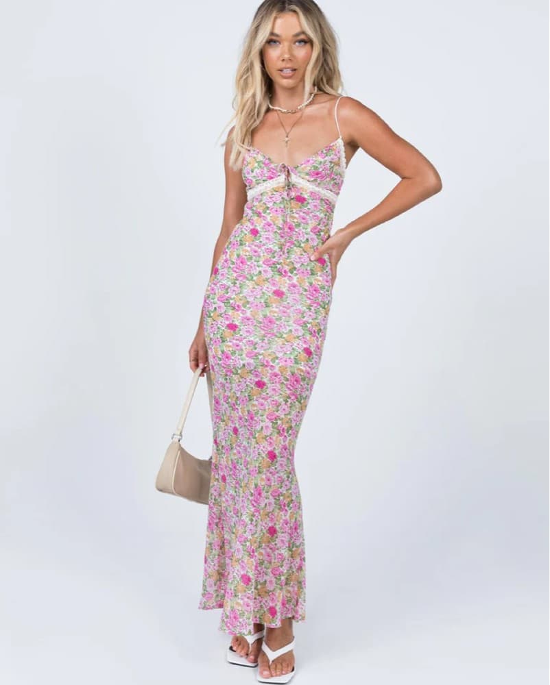 EMILY MAXI DRESS PINK FLORAL - Image 1