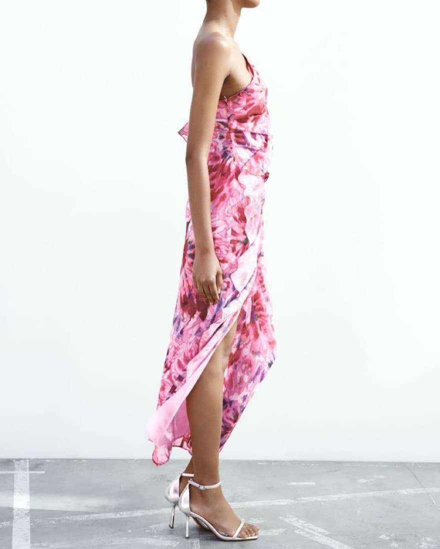 Long Pink Floral Dress - Image 2