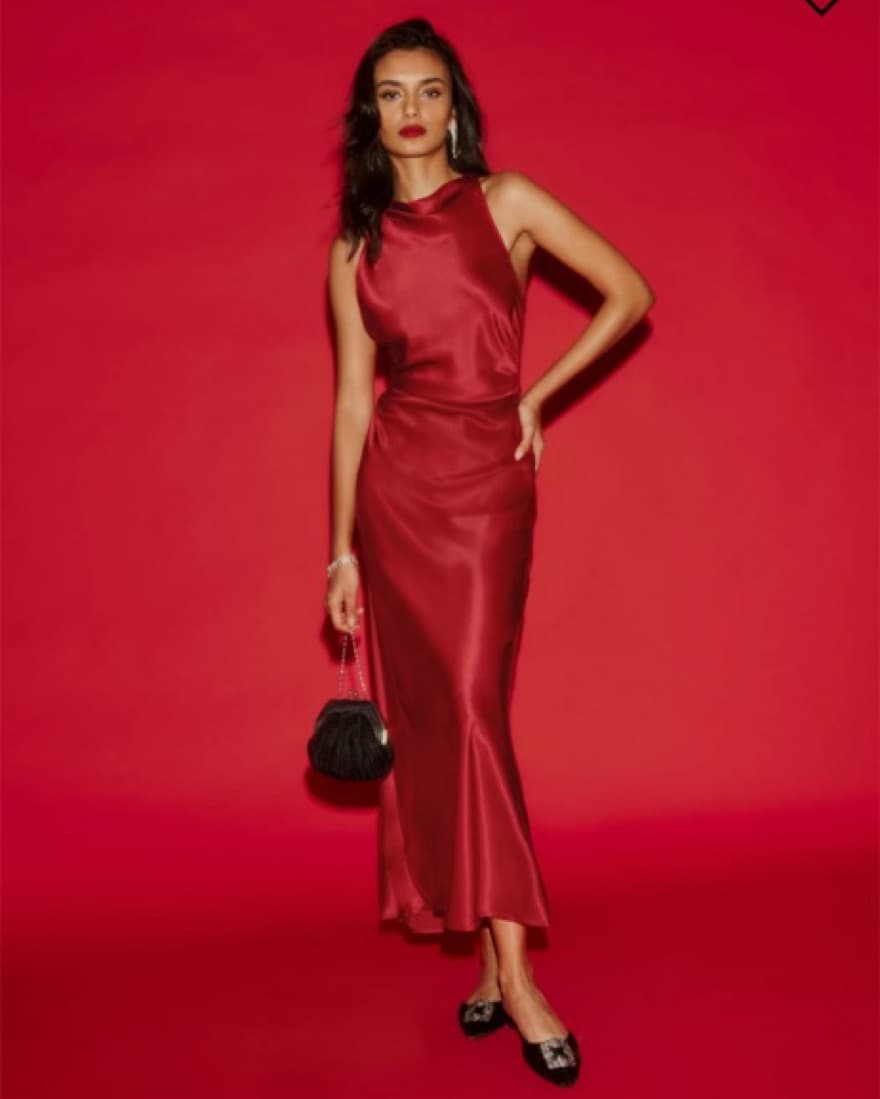 Reformation Casette Silk Dress Red - Image 1
