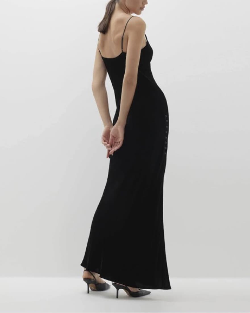 Norma Kamali Navy Velvet Maxi Dress - Image 2