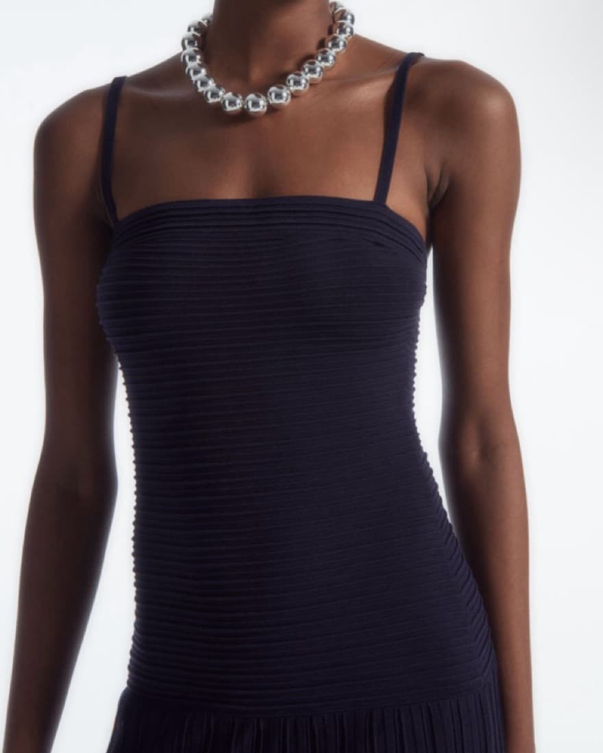 COS Navy Pleated Dress - Image 3