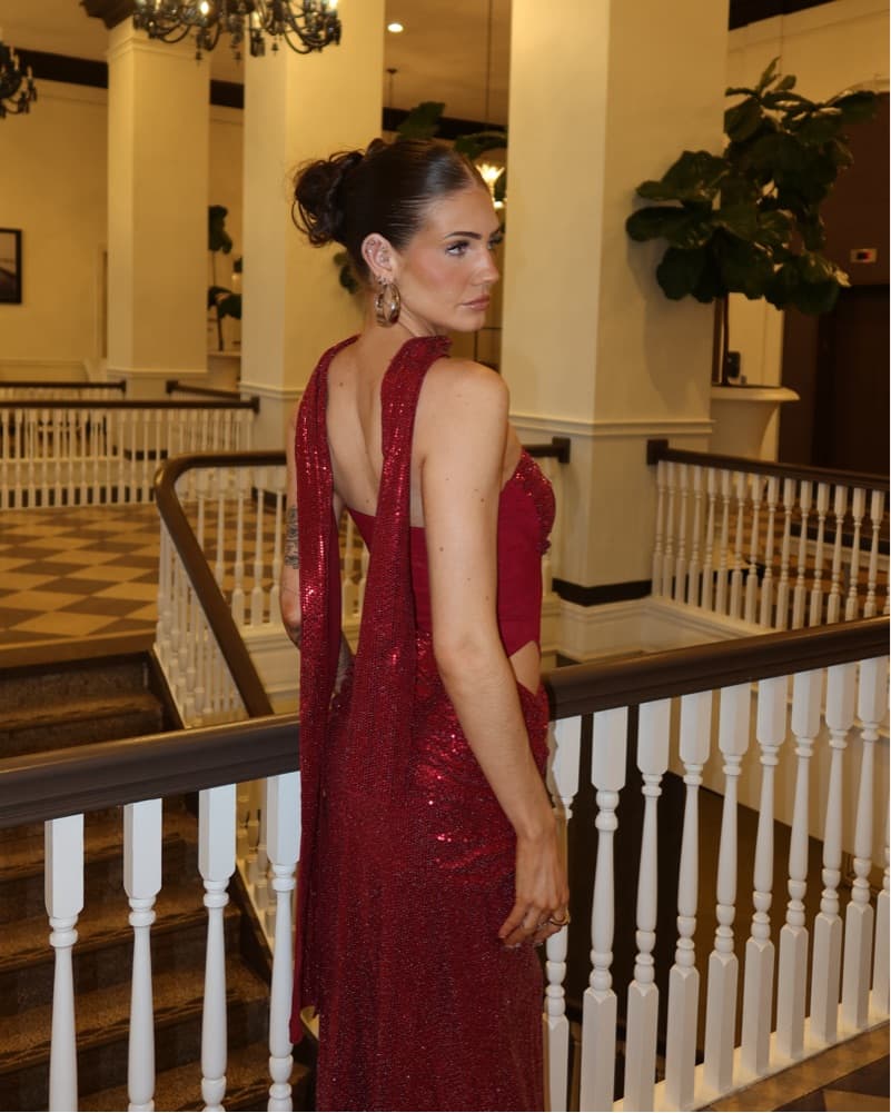 Captivating Red Sequin Gown - Image 3