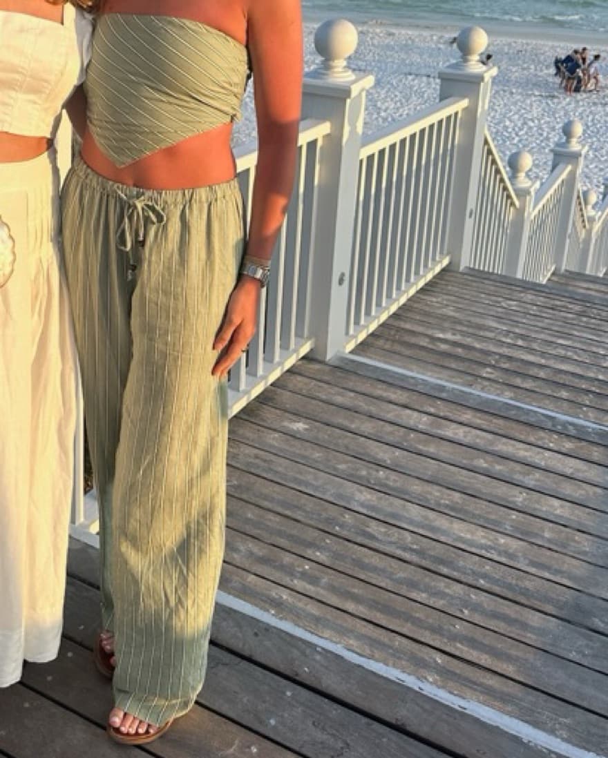Zara Linen Bandana Top And Pants Set - Image 1