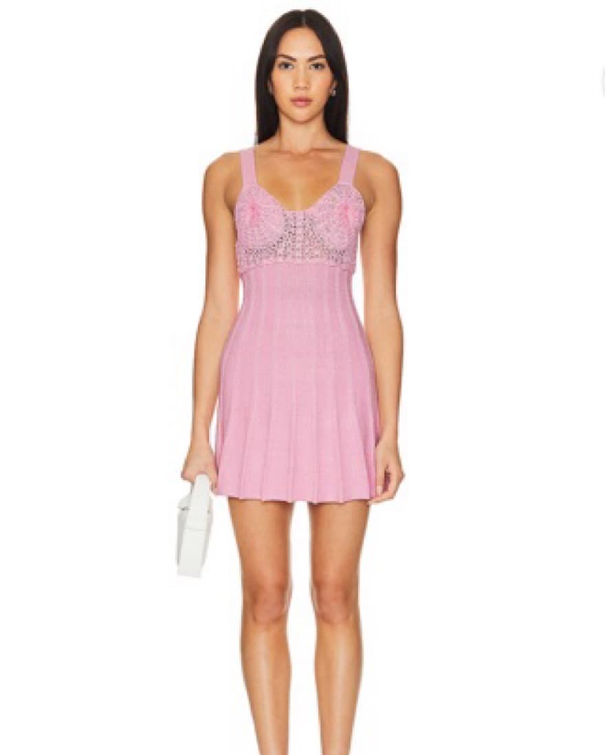 Elegant Lace Embellished Pink Mini Dress - Image 1