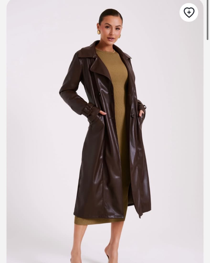 Meshki Dark Brown Isla Pu Trench Coat  - Image 2