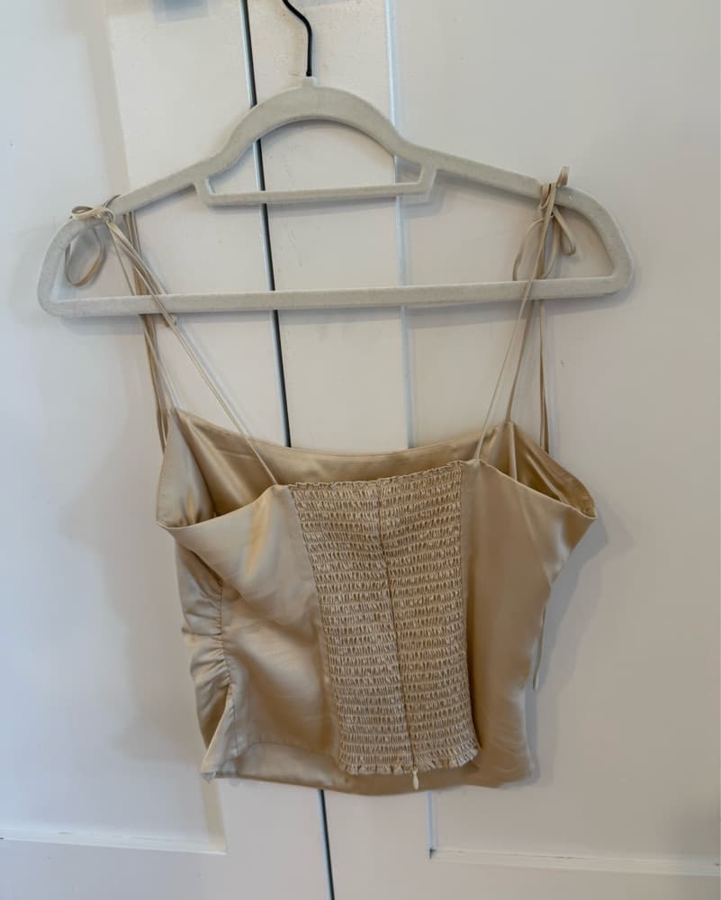 Reformation Gold Silk Top - Image 4