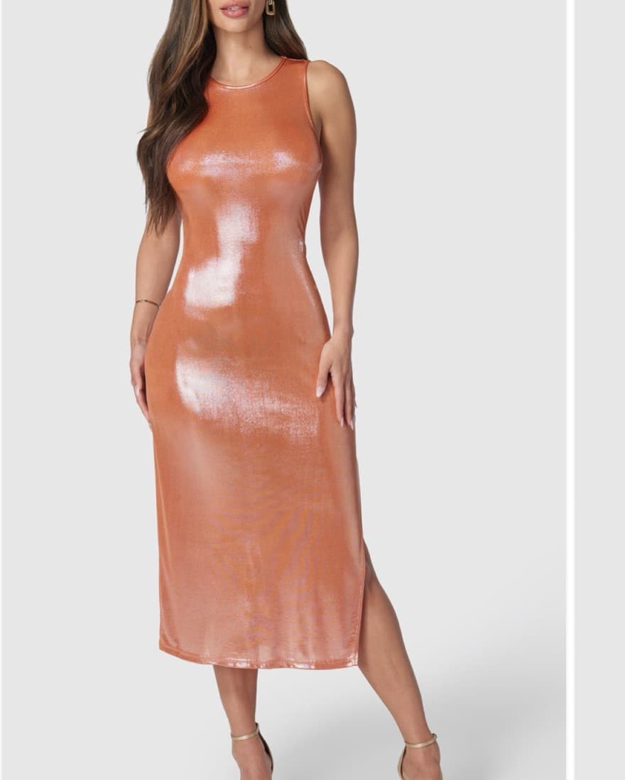Bebe Metallic Midi Dress S - Image 1
