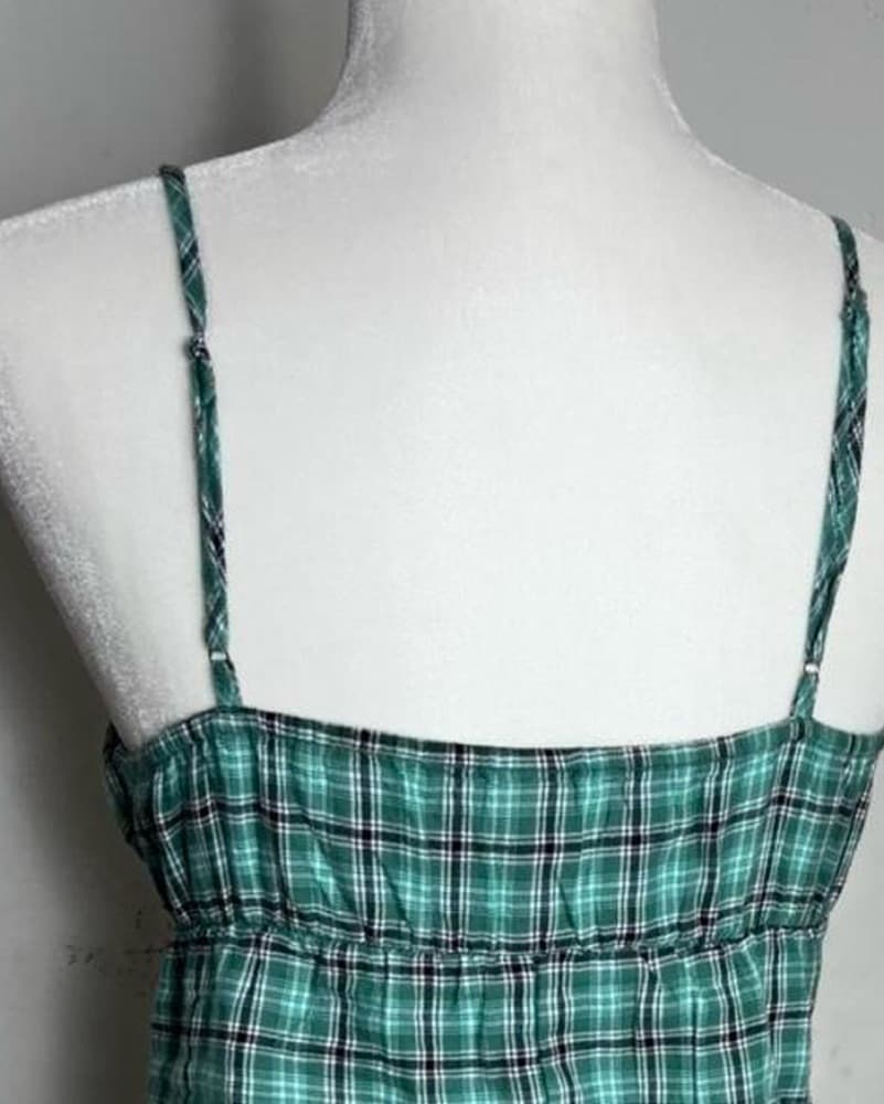Green Plaid Mini Dress - Image 3