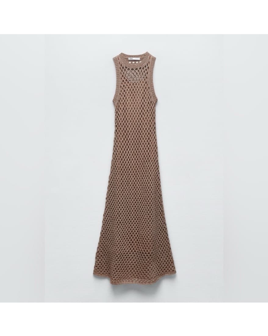 Zara OPEN-KNIT METALLIC THREAd Dress - Image 4