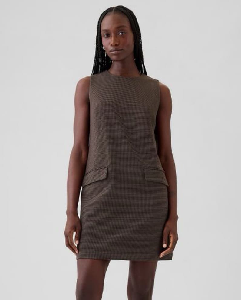 Brown Tweed Shift Mini Dress - Image 1