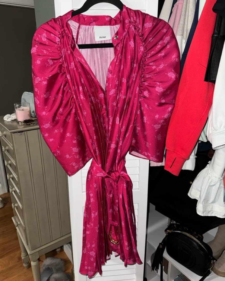 Acler Pink Belted Pleated Mini Dress - Image 2