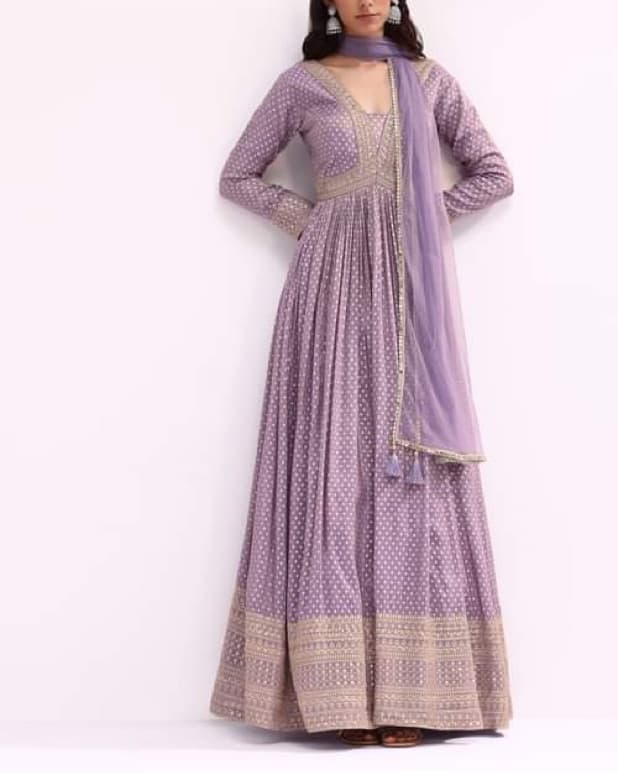 Lilac Anarkali Desi Indian Pakistani  - Image 3