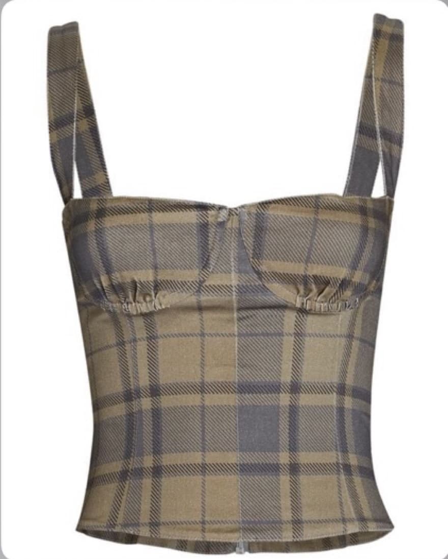 WeWoreWhat Plaid Bustier Top & Pant Set - Image 1