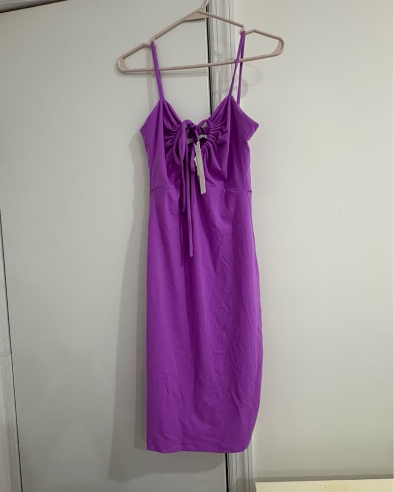 Vibrant Purple Spaghetti Strap Dress - Image 2
