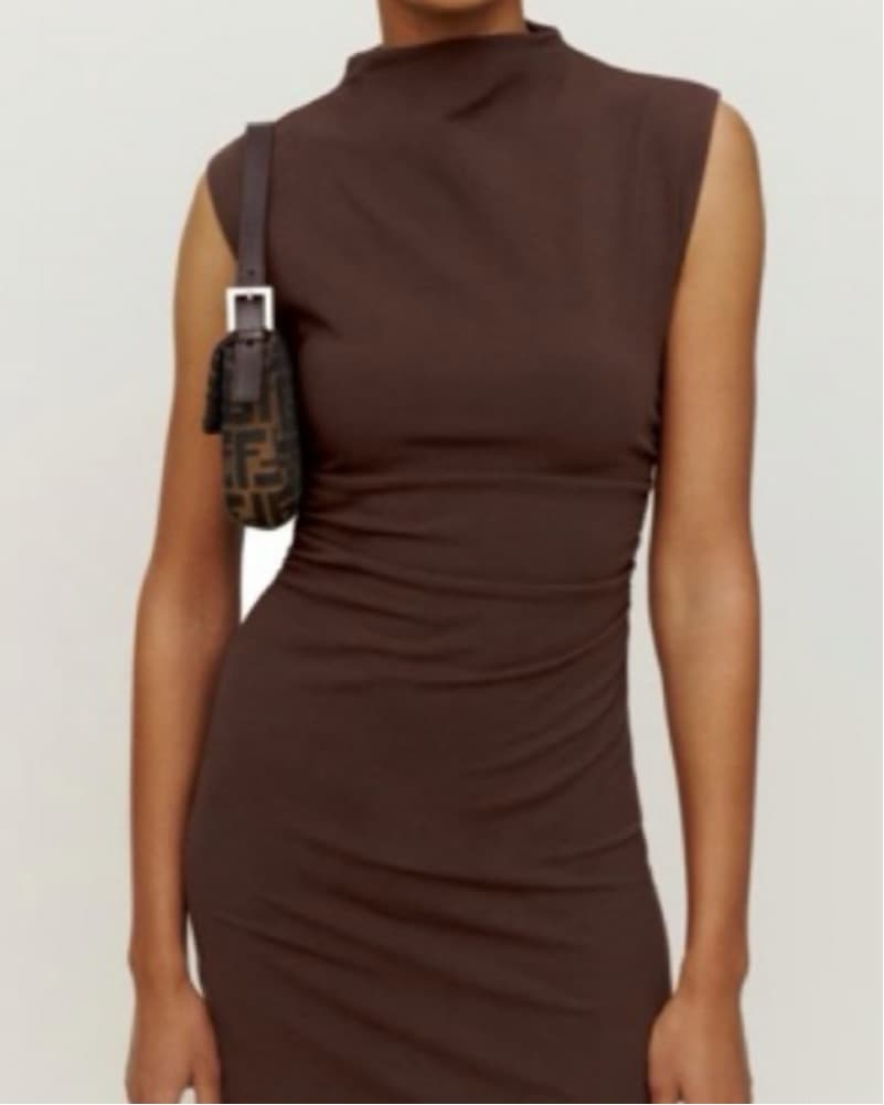 Reformation Alden Knit Dress in Brown - Image 2